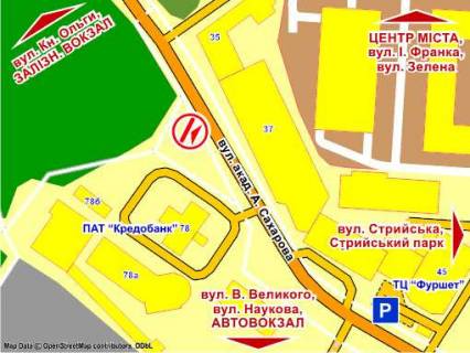Бэклайт B в Львове вул. Сахарова (парна сторона, навпроти буд. 37), розмір 2,3 х 3,2 м, беклайт схема