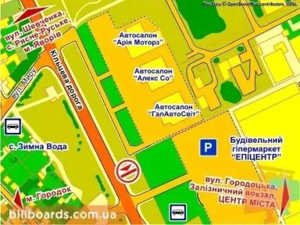 Билборд B в Львове вул. Городоцька, 302 (біля ТЦ "Епіцентр", Автосалон  "Nissan"), місце 1 схема
