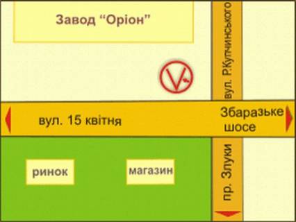 Билборд A в Тернополе вул. 15 квітня – Купчинського схема
