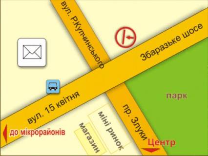 Билборд A в Львове пр. Злуки – вул. 15 Квітня схема