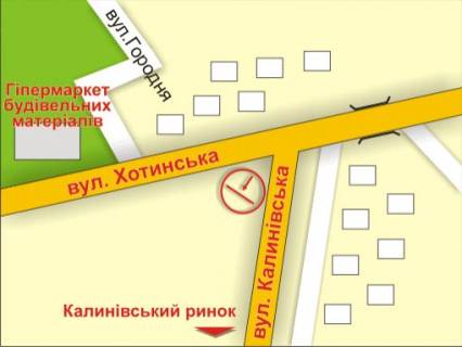 Билборд A в Львове вул. Хотинська (поворот на вул. Калинівську) схема
