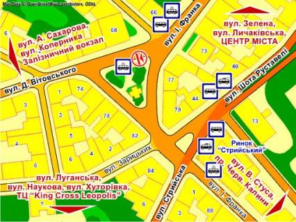 Ситилайт B в Львове пл. Франка (острівець), місце 1 схема