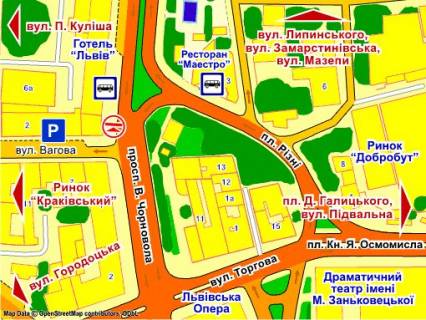 Ситилайт B в Львове пр. Чорновола, 7 (готель "Львів", ріг вул. Вагової) схема