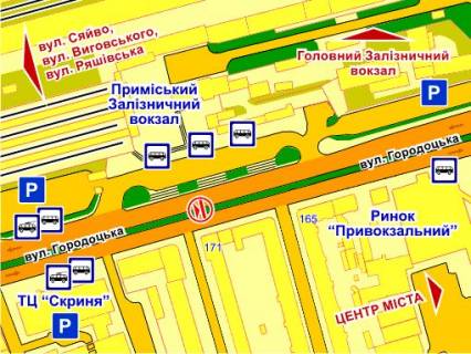 Ситилайт A в Львове вул. Городоцька (біля Приміського вокзалу, до центру), місце 2 схема