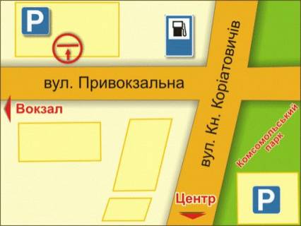 Билборд Р/П в Львове вул. Кн. Коріатовичів – Привокзальна (біля паркінгу) схема