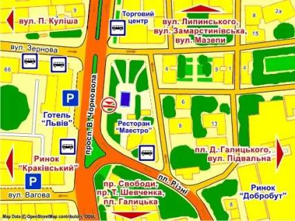 Билборд B в Львове пр. Чорновола, 2 (навпроти готелю "Львів"), місце 3 схема