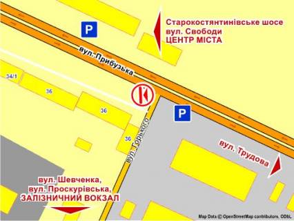 Билборд B в Хмельницком вул. Прибузька, 36 схема