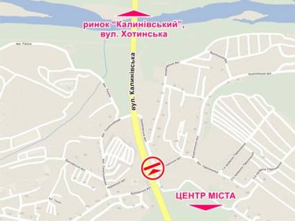 Билборд A в Черновцах вул. Калинівська (за мостом з вул. Українських добровольців (Білоруська)), місце 1 схема