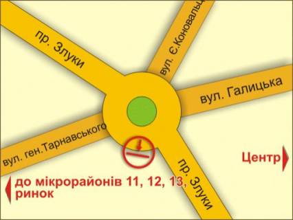 Билборд A в Львове пр. Злуки – вул. Тарнавського, справа схема