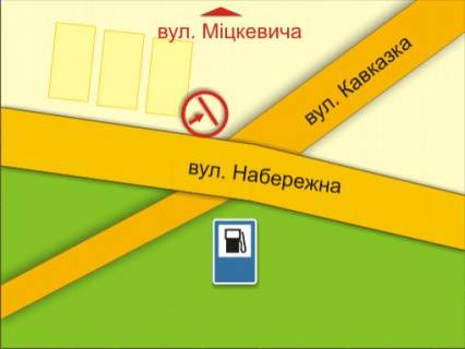 Билборд B в Ровно пер. вул. Набережної – Кавказької схема