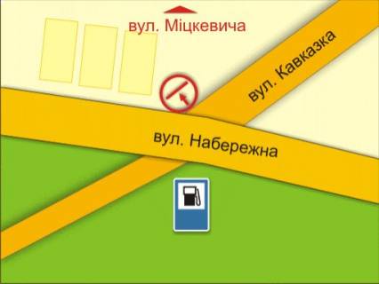 Билборд A в Ровно пер. вул. Набережної – Кавказької схема