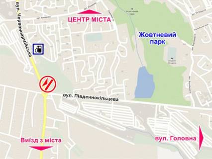 Билборд B в Черновцах вул. Героїв Майдану (Червоноармійська) – Південнокільцева схема