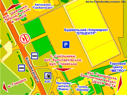 Билборд B в Львове вул. Городоцька, 302 (заїзд на ТЦ "Епіцентр", с. Зимна Вода), місце 8 схема