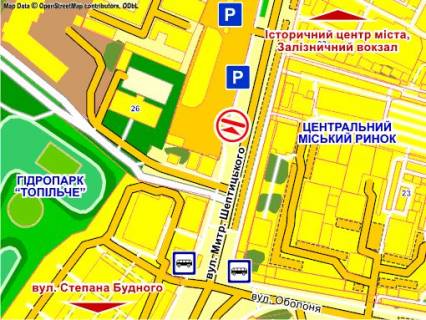 Билборд B в Львове вул. Шептицького (біля ринку), схема