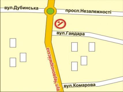 Билборд B в Черновцах вул. Героїв Майдану (Червоноармійська), 71 (біля ТЦ "Майдан") схема