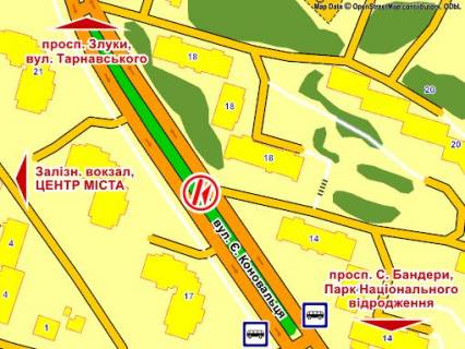 Билборд Р/П в Львове вул. Є. Коновальця (р/с навпроти буд. 21, до просп. Злуки) схема