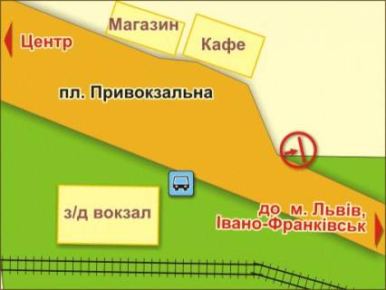 Билборд B в Львове вул. Гагаріна – пл. Привокзальна схема