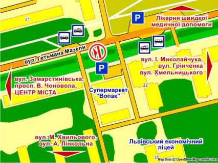 Призма A в Львове вул. Мазепи, 20 біля буд  супермаркету "Вопак" , призма 2 - 395996 схема