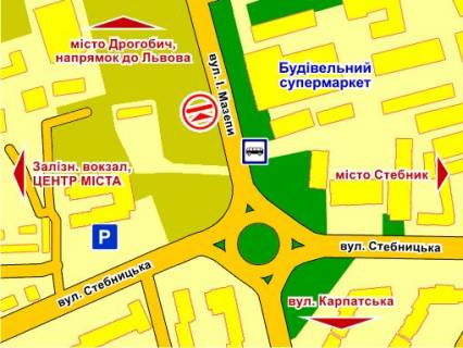 Білборд, Бігборд (Борд)  B у Львові вул. Мазепи – Стебницька схема
