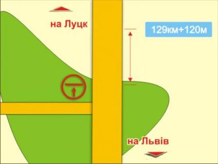 Билборд B в Городище (Волынской обл) с. Баїв (напрямок на Львів), 4x8 м схема