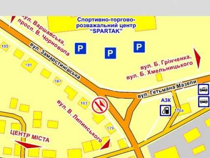 Видеоборд B в Львове вул. Замарстинівська, 183 – Мазепи ТЦ "Спартак", розмір 2,3 х 3,2 м екран - 563479 схема
