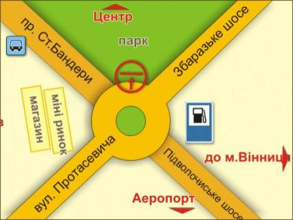 Билборд A в Львове пр. Бандери – Збаразьке шосе, зліва схема