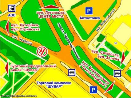 Білборд, Бігборд (Борд)  A у Львові пр. Черв. Калини – Чукаріна схема