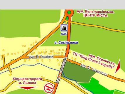 Билборд B в Сокольниках с. Сокільники, вул. Г. Сковороди місце 2 схема
