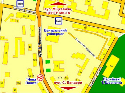 Billboard B in Rivne st. V. Cornovola (bila bud. 14-16) scheme