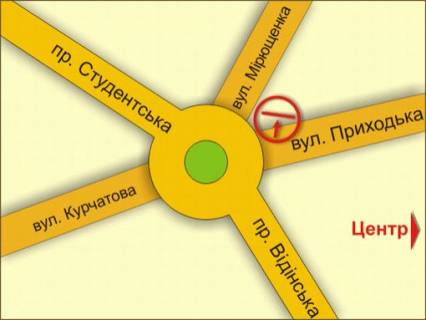 Билборд A в Ровно пер. вул. Віденської – вул. Миколи Карнаухова (Мірющенка) схема