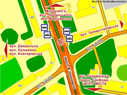 Cityscroll Р/П in Lviv пр.Чорновола, 45, роздільча смуга (місце 1), з центру, пакет скролл 1 scheme