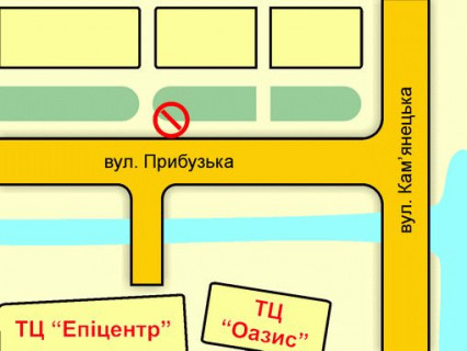 Білборд, Бігборд (Борд)  A у Хмельницькому вул. Прибузька (навпроти заїзду в ТЦ "Епіцентр") схема