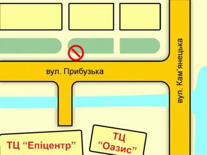 Билборд B в Хмельницком вул. Прибузька (навпроти заїзду в ТЦ "Епіцентр") схема