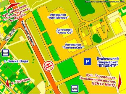 Билборд B в Львове вул. Городоцька, 302 (біля ТЦ "Епіцентр", с. Зимна Вода), місце 1, 5х12 м схема