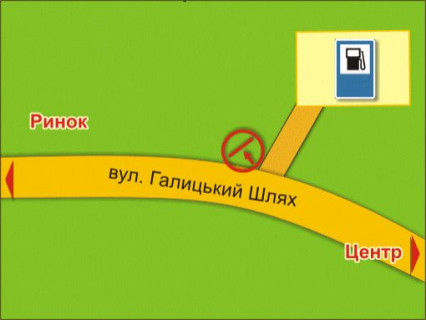 Билборд A в Черновцах вул. Галицький Шлях (біля АЗС) схема