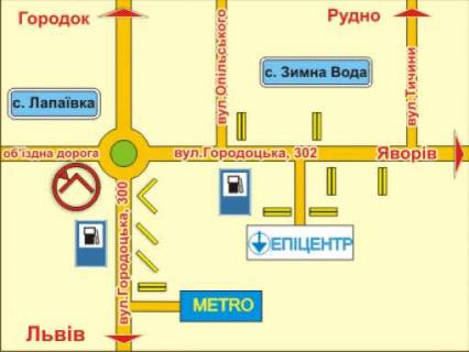Билборд A в Львове с. Лапаївка (біля кільця, до вул. Городоцької), місце 1  схема