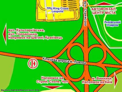 Билборд B в Львове Західний обхід м.Львова, км 15+50 м (біля ТЦ "Кінг Кросс",  5х12 м схема
