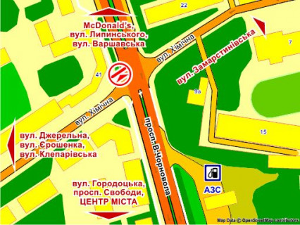 Билборд B в Львове пр. Чорновола – вул. Хімічна, розмір 2,3 х 3,2 м скролл схема