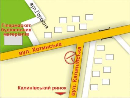Билборд B в Львове вул. Хотинська (поворот на вул. Калинівську) схема