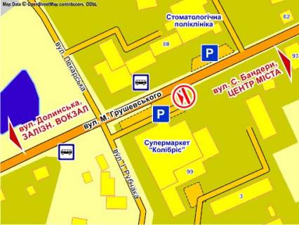Билборд A в Львове вул. Грушевського, 99 (біля суп-ту Колібріс) схема