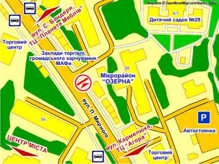 Білборд, Бігборд (Борд)  A у Хмельницькому вул. П. Мирного, 28 А схема