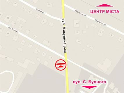 Билборд B в Львове вул. Микулинецька – Гребінки (до центру міста) схема