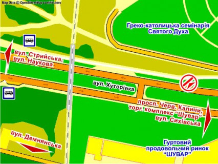 Backlight A in Lviv st. Hutorivka (navproti gurtovij rinok "Suvar"), rozmir 2,3 h 3,2 m beklajt scheme