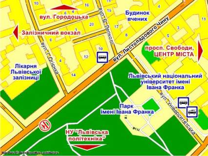 Ситилайт A в Львове вул. Листопадового Чину (біля парку ім. Івана Франка), місце 4 схема