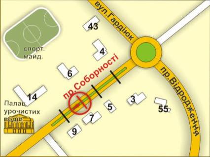 Билборд Р/П в Луцке пр. Соборності, 7 (на р/с, напрямок до пр. Відродження) схема