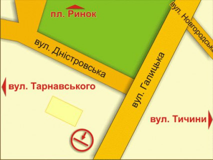 Ситилайт A в Ивано-Франковске вул. Дністровська, 3 (з боку "ПриватБанку") схема