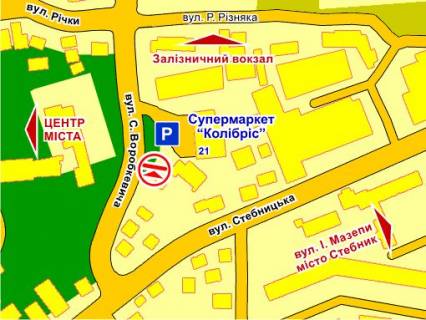 Билборд A в Львове вул. Воробкевича, 21 (біля супермаркету "Колібріс") схема