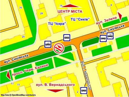 Бэклайт B в Львове вул. Сихівська, 14 (навпроти ТЦ "Іскра"), розмір 3 х 4 м схема