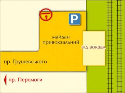 Білборд, Бігборд (Борд)  B у Луцьку Майдан Залізничний (Вокзал) схема