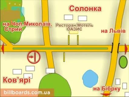 Билборд A в Львове с. Солонка (напрямок до Львова), місце 8 схема